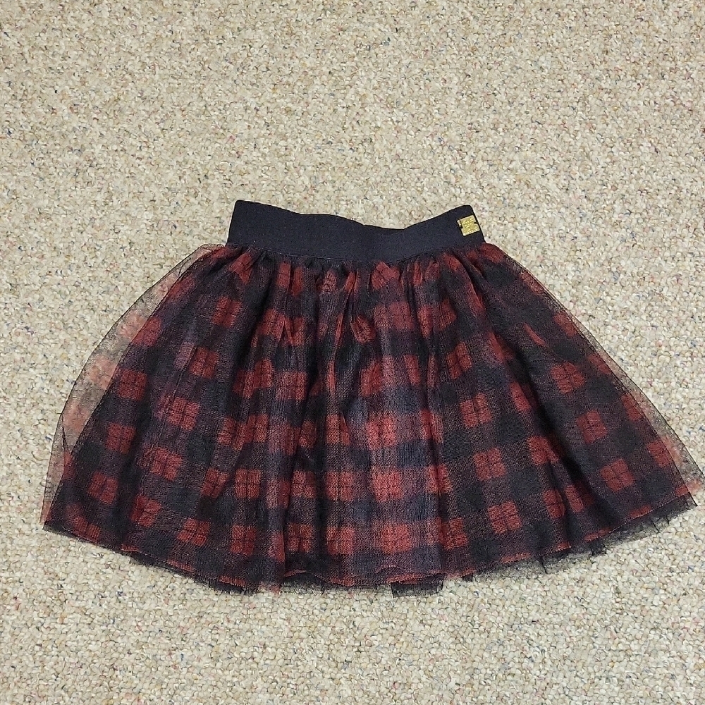 Deux Par Deux tartan Plaid Tulle Skirt - Black and Red Girls Sz 5